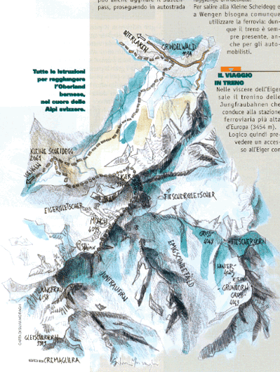 Mappa per Alp, matita e acquerello